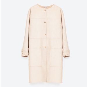 ZARA beige faux suede spring jacket